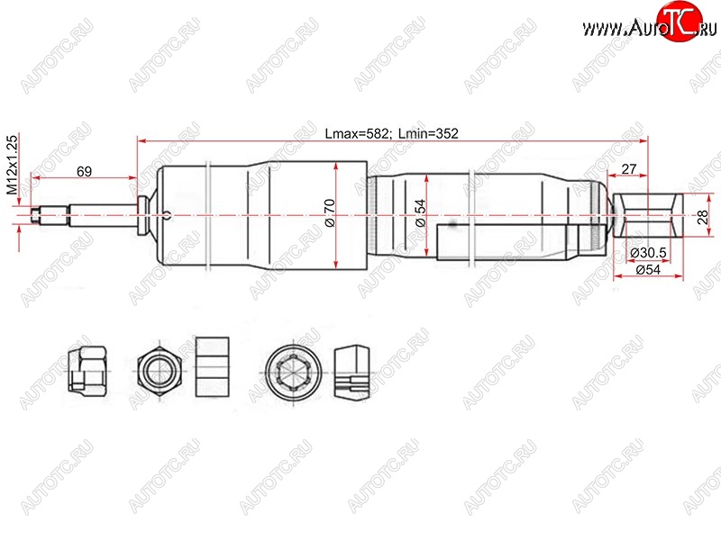 2 499 р. Амортизатор задний LH=RH SAT  Toyota Land Cruiser ( 80,  J105) (1989-2007)  с доставкой в г. Кемерово