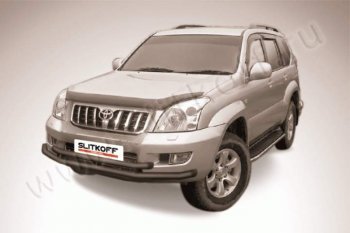 10 649 р. Защита переднего бампер Slitkoff  Toyota Land Cruiser Prado  J120 (2002-2009) (Цвет: серебристый)  с доставкой в г. Кемерово. Увеличить фотографию 1