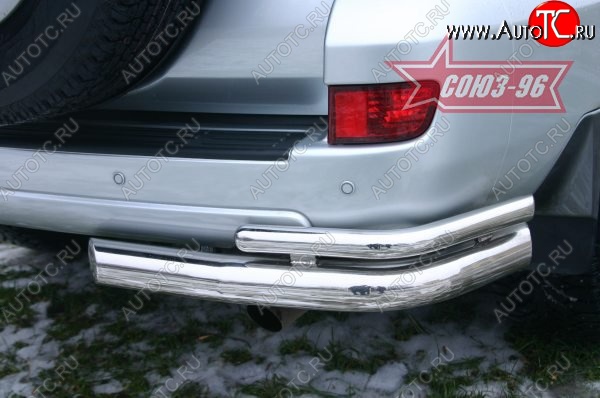 17 999 р. Защита заднего бампера из двойных боковых уголков Souz-96 (d76/42)  Toyota Land Cruiser Prado  J120 (2002-2009)  с доставкой в г. Кемерово