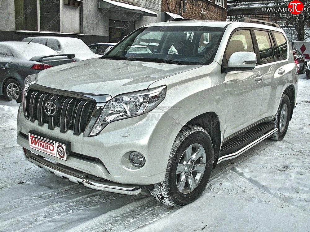 15 799 р. Защита переднего бампера WINBO (Ø76 мм, нержавейка) Toyota Land Cruiser Prado J150 дорестайлинг (2009-2013)  с доставкой в г. Кемерово