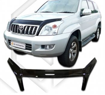 2 899 р. Дефлектор капота CA-Plastic exclusive Toyota Land Cruiser Prado J120 (2002-2009) (серия Classic черный, Без надписи)  с доставкой в г. Кемерово. Увеличить фотографию 2