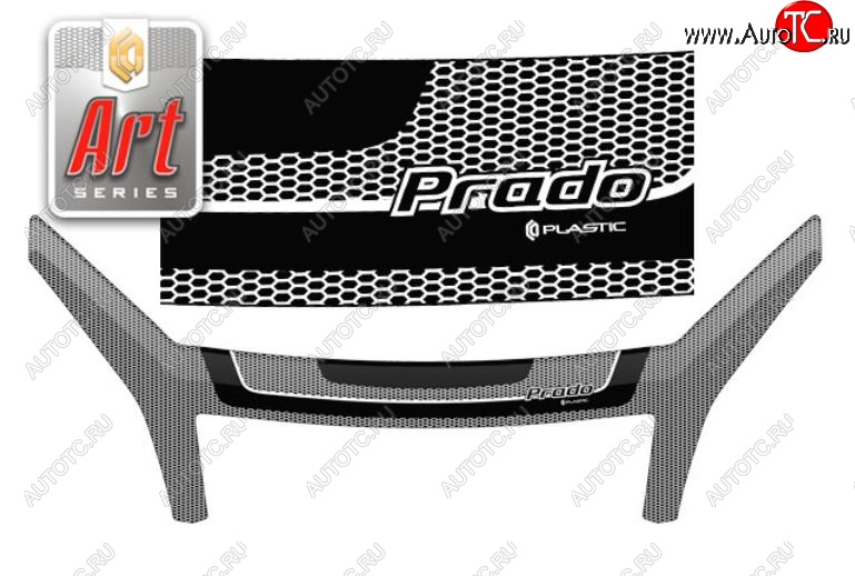3 299 р. Дефлектор капота CA-Plastic exclusive  Toyota Land Cruiser Prado  J120 (2002-2009) (Серия Art серебро)  с доставкой в г. Кемерово