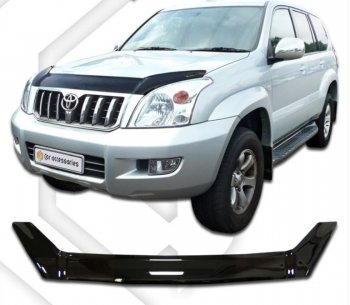 2 379 р. Дефлектор капота CA-Plastic  Toyota Land Cruiser Prado  J120 (2002-2009) (серия Classic черный, Без надписи)  с доставкой в г. Кемерово. Увеличить фотографию 2