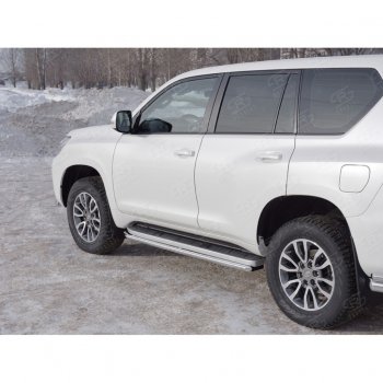 15 999 р. Защита порогов (Ø42 мм, нержавейка) SLITKOFF Toyota Land Cruiser Prado J150 2-ой рестайлинг (2017-2020)  с доставкой в г. Кемерово. Увеличить фотографию 3