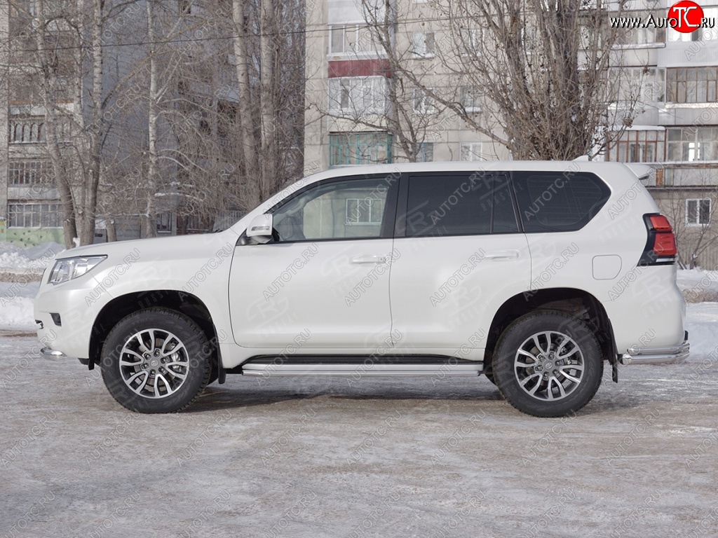 15 999 р. Защита порогов (Ø42 мм, нержавейка) SLITKOFF Toyota Land Cruiser Prado J150 2-ой рестайлинг (2017-2020)  с доставкой в г. Кемерово