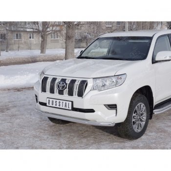 18 399 р. Защита переднего бампера (Ø63 мм, нержавейка) SLITKOFF Toyota Land Cruiser Prado J150 2-ой рестайлинг (2017-2020)  с доставкой в г. Кемерово. Увеличить фотографию 2