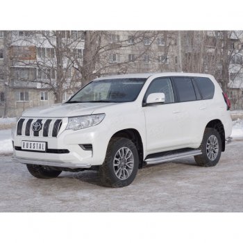 18 399 р. Защита переднего бампера (Ø63 мм, нержавейка) SLITKOFF Toyota Land Cruiser Prado J150 2-ой рестайлинг (2017-2020)  с доставкой в г. Кемерово. Увеличить фотографию 3