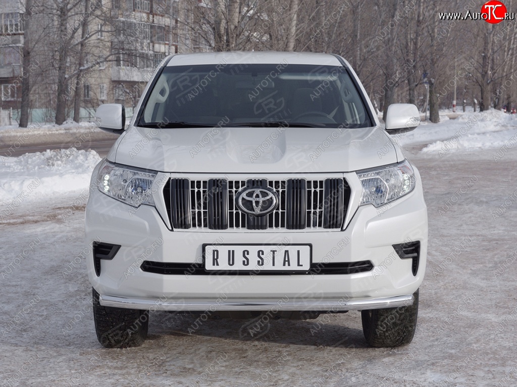 18 399 р. Защита переднего бампера (Ø63 мм, нержавейка) SLITKOFF Toyota Land Cruiser Prado J150 2-ой рестайлинг (2017-2020)  с доставкой в г. Кемерово