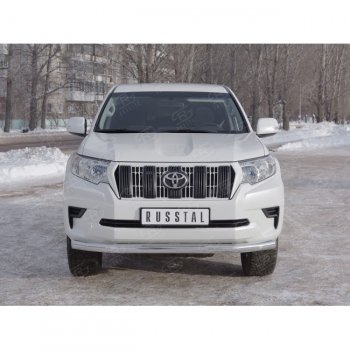 18 999 р. Одинарная защита переднего бампера диаметром 76 мм  Toyota Land Cruiser Prado  J150 (2017-2020) 2-ой рестайлинг  с доставкой в г. Кемерово. Увеличить фотографию 2