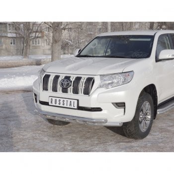 23 999 р. Защита переднего бампера (Ø63 мм с зубьями, нержавейка) SLITKOFF  Toyota Land Cruiser Prado  J150 (2017-2020) 2-ой рестайлинг  с доставкой в г. Кемерово. Увеличить фотографию 2
