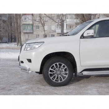 23 899 р. Защита переднего бампера (Ø63 мм с углами, нержавейка) SLITKOFF  Toyota Land Cruiser Prado  J150 (2017-2020) 2-ой рестайлинг  с доставкой в г. Кемерово. Увеличить фотографию 2