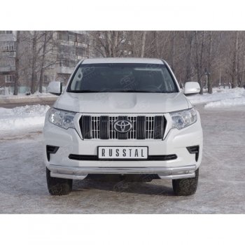 23 899 р. Защита переднего бампера (Ø63 мм с углами, нержавейка) SLITKOFF  Toyota Land Cruiser Prado  J150 (2017-2020) 2-ой рестайлинг  с доставкой в г. Кемерово. Увеличить фотографию 3