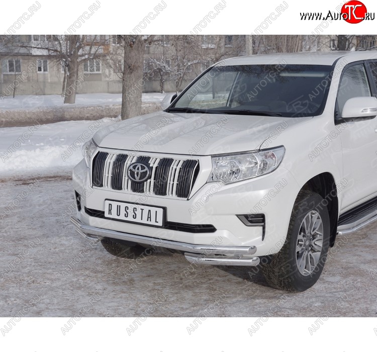 23 899 р. Защита переднего бампера (Ø63 мм с углами, нержавейка) SLITKOFF  Toyota Land Cruiser Prado  J150 (2017-2020) 2-ой рестайлинг  с доставкой в г. Кемерово