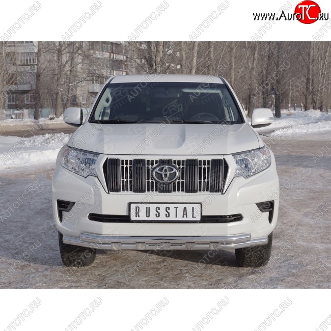 23 999 р. Защита переднего бампера (Ø63 мм с зубьями, нержавейка) SLITKOFF  Toyota Land Cruiser Prado  J150 (2017-2020) 2-ой рестайлинг  с доставкой в г. Кемерово