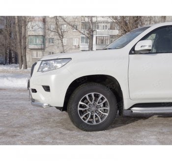 18 649 р. Защита переднего бампера (2 трубыØ76 и 75х42 мм, нержавейка) Russtal Toyota Land Cruiser Prado J150 2-ой рестайлинг (2017-2020)  с доставкой в г. Кемерово. Увеличить фотографию 2