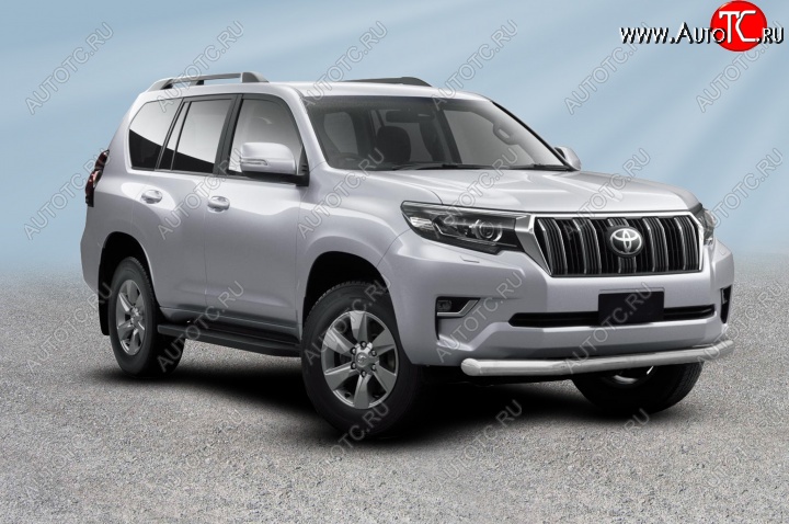 16 349 р. Защита переднего бампера Slitkoff (Ø 76 мм)  Toyota Land Cruiser Prado  J150 (2017-2020) 2-ой рестайлинг (Нержавеющая сталь)  с доставкой в г. Кемерово