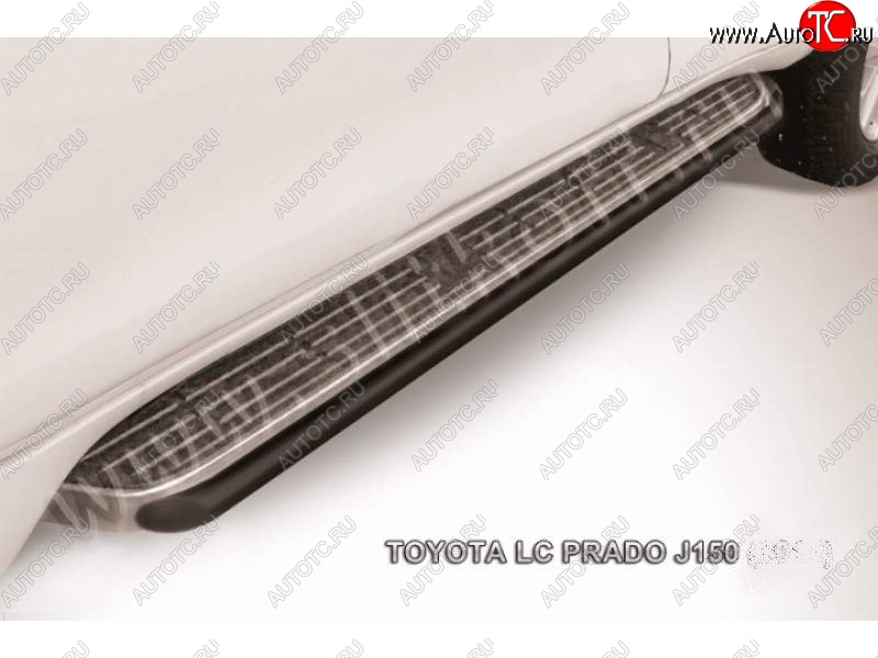 9 349 р. Защита штатного порога d42 Slitkoff  Toyota Land Cruiser Prado  J150 (2017-2020) 2-ой рестайлинг (Цвет: серебристый)  с доставкой в г. Кемерово