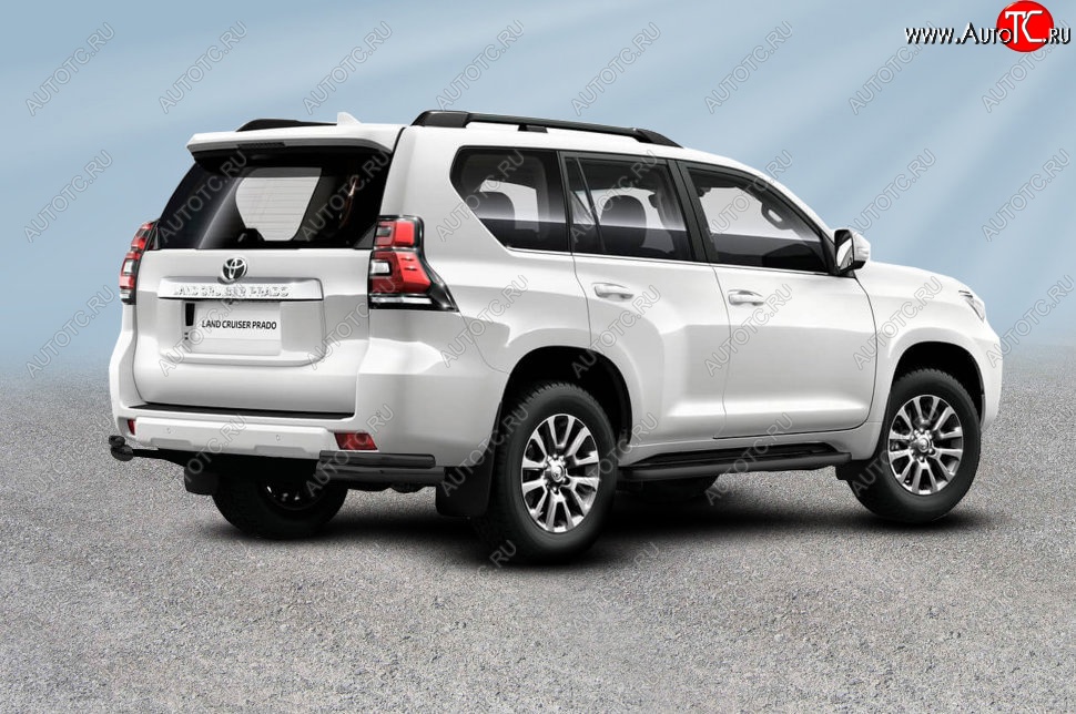 11 399 р. Защита заднего бампера Slitkoff (уголки из 2 труб d76 и 42 мм)  Toyota Land Cruiser Prado  J150 (2017-2020) 2-ой рестайлинг (Сталь с полимерным покрытием. Цвет: чёрный)  с доставкой в г. Кемерово