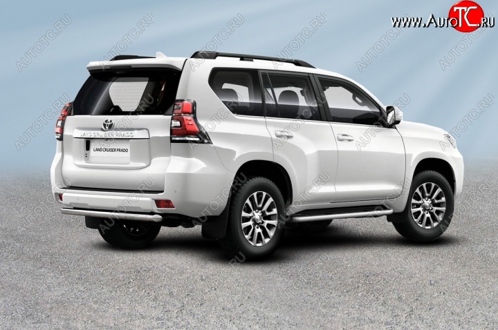 11 799 р. Защита заднего бампера Slitkoff (Ø 57 мм, короткая)  Toyota Land Cruiser Prado  J150 (2017-2020) 2-ой рестайлинг (Нержавеющая сталь)  с доставкой в г. Кемерово