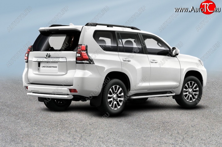 13 849 р. Защита заднего бампера Slitkoff (Ø 76 мм, короткая)  Toyota Land Cruiser Prado  J150 (2017-2020) 2-ой рестайлинг (Нержавеющая сталь)  с доставкой в г. Кемерово