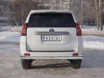 22 899 р. Защита заднего бампера (2 трубы Ø63 и 42 мм с углами, нержавейка) SLITKOFF  Toyota Land Cruiser Prado  J150 (2017-2020) 2-ой рестайлинг  с доставкой в г. Кемерово. Увеличить фотографию 4