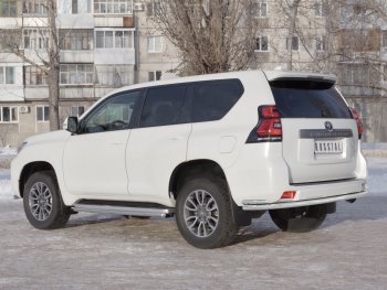 Защита заднего бампера (2 трубы Ø63 и 42 мм с углами, нержавейка) SLITKOFF Toyota Land Cruiser Prado  J150 (2017-2020) 2-ой рестайлинг