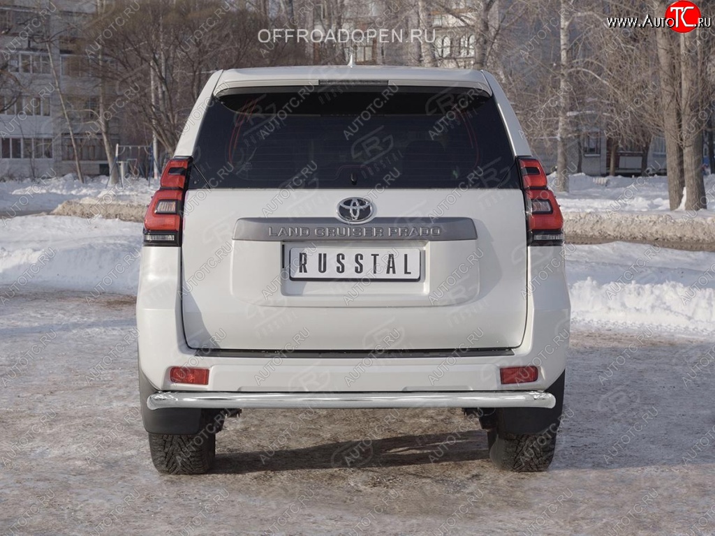 20 349 р. Защита заднего бампера (Ø63 мм, нержавейка) SLITKOFF  Toyota Land Cruiser Prado  J150 (2017-2020) 2-ой рестайлинг  с доставкой в г. Кемерово