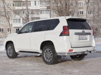 16 299 р. Защита заднего бампера (2 трубы Ø76 и 42 мм уголки, нержавейка) SLITKOFF  Toyota Land Cruiser Prado  J150 (2017-2020) 2-ой рестайлинг  с доставкой в г. Кемерово. Увеличить фотографию 2