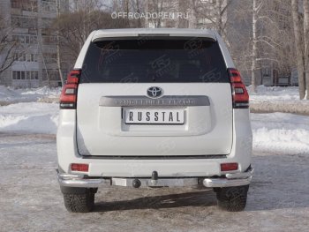 Защита заднего бампера (2 трубы Ø76 и 42 мм уголки, нержавейка) SLITKOFF Toyota Land Cruiser Prado  J150 (2017-2020) 2-ой рестайлинг
