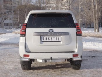 10 999 р. Защита заднего бампера (Ø76 мм уголки, нержавейка) SLITKOFF  Toyota Land Cruiser Prado  J150 (2017-2020) 2-ой рестайлинг  с доставкой в г. Кемерово. Увеличить фотографию 2
