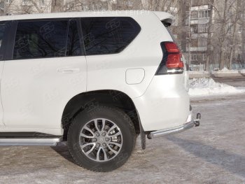 10 999 р. Защита заднего бампера (Ø76 мм уголки, нержавейка) SLITKOFF  Toyota Land Cruiser Prado  J150 (2017-2020) 2-ой рестайлинг  с доставкой в г. Кемерово. Увеличить фотографию 3
