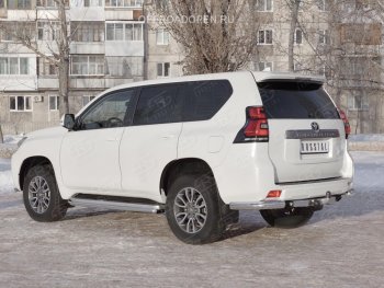 Защита заднего бампера (Ø76 мм уголки, нержавейка) SLITKOFF Toyota Land Cruiser Prado  J150 (2017-2020) 2-ой рестайлинг