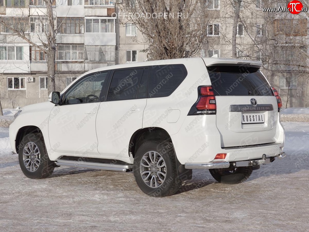 10 999 р. Защита заднего бампера (Ø76 мм уголки, нержавейка) SLITKOFF  Toyota Land Cruiser Prado  J150 (2017-2020) 2-ой рестайлинг  с доставкой в г. Кемерово