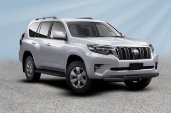 13 499 р. Защита переднего бампера Slitkoff (Ø 76+Ø 57 мм, двойная).  Toyota Land Cruiser Prado  J150 (2017-2020) 2-ой рестайлинг (Сталь с полимерным покрытием. Цвет: черный)  с доставкой в г. Кемерово. Увеличить фотографию 1