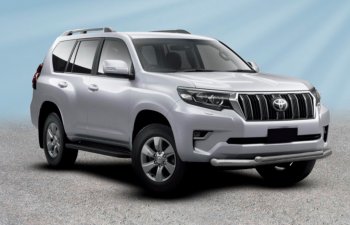 13 499 р. Защита переднего бампера Slitkoff (Ø 76+Ø 57, двойная).  Toyota Land Cruiser Prado  J150 (2017-2020) 2-ой рестайлинг (Сталь с полимерным покрытием. Цвет: серебристый)  с доставкой в г. Кемерово. Увеличить фотографию 1