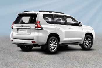 Защита заднего бампера Slitkoff (Ø 57 мм, короткая) Toyota Land Cruiser Prado  J150 (2017-2020) 2-ой рестайлинг (Сталь с полимерным покрытием. Цвет: черный)