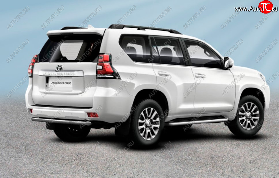 8 249 р. Защита заднего бампера Slitkoff (Ø 57 мм, короткая)  Toyota Land Cruiser Prado  J150 (2017-2020) 2-ой рестайлинг (Сталь с полимерным покрытием. Цвет: серебристый)  с доставкой в г. Кемерово