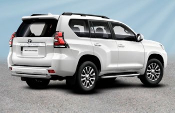 Защита заднего бампера Slitkoff (Ø 76 мм, короткая) Toyota Land Cruiser Prado  J150 (2017-2020) 2-ой рестайлинг (Сталь с полимерным покрытием. Цвет: серебристый)