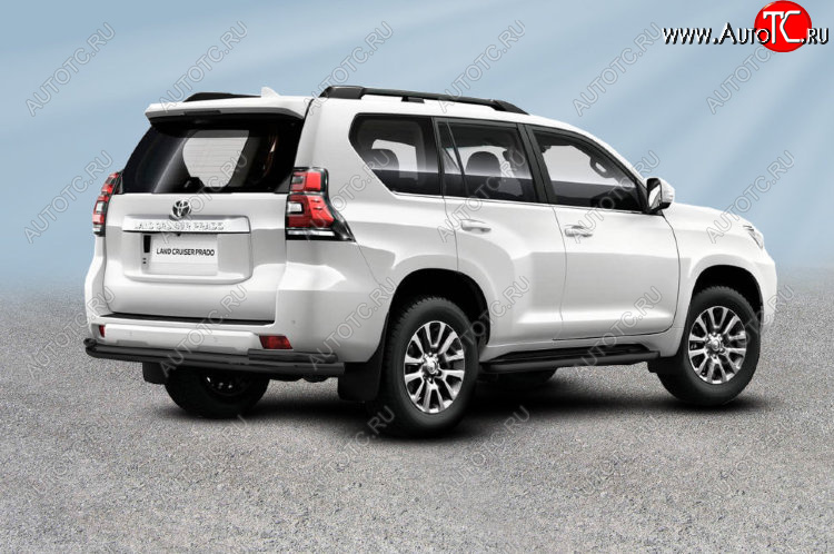 13 499 р. Защита заднего бампера Slitkoff (Ø 76+Ø 42, двойная)  Toyota Land Cruiser Prado  J150 (2017-2020) 2-ой рестайлинг (Сталь с полимерным покрытием. Цвет: черный)  с доставкой в г. Кемерово