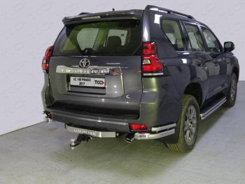 Защита заднего бампера (уголки двойные) ТСС 76,1/42,4 мм Toyota Land Cruiser Prado  J150 (2017-2020) 2-ой рестайлинг