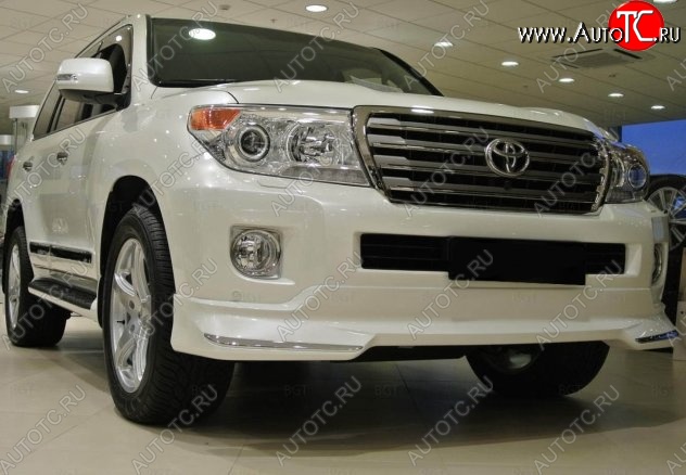 21 599 р. Накладка на передний бампер CT Toyota Land Cruiser 200 1-ый рестайлинг (2012-2015) (Неокрашенная)  с доставкой в г. Кемерово
