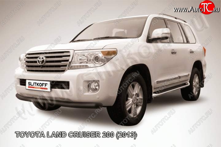 9 999 р. защита переднего бампера Slitkoff  Toyota Land Cruiser  200 (2012-2015) 1-ый рестайлинг (Цвет: серебристый)  с доставкой в г. Кемерово