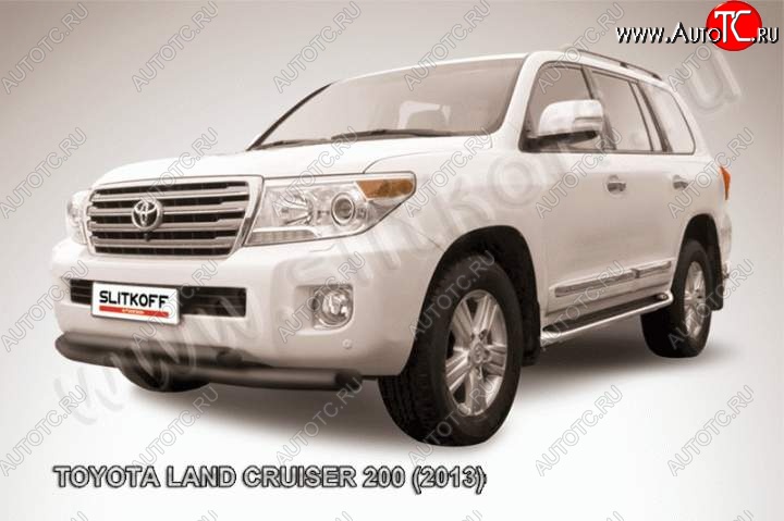 14 949 р. Защита переднего бампер Slitkoff  Toyota Land Cruiser  200 (2012-2015) 1-ый рестайлинг (Цвет: серебристый)  с доставкой в г. Кемерово