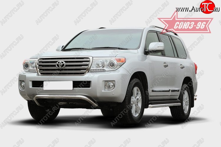 1 043 р. Защита переднего бампера Souz-96 (d60)  Toyota Land Cruiser  200 (2012-2015) 1-ый рестайлинг  с доставкой в г. Кемерово