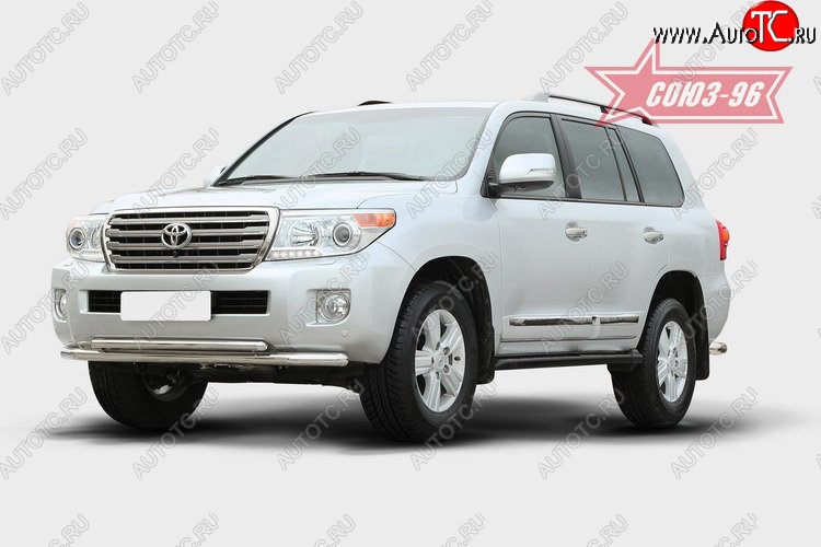 1 052 р. Защита переднего бампера двойная Souz-96 (d60/42)  Toyota Land Cruiser  200 (2012-2015) 1-ый рестайлинг  с доставкой в г. Кемерово