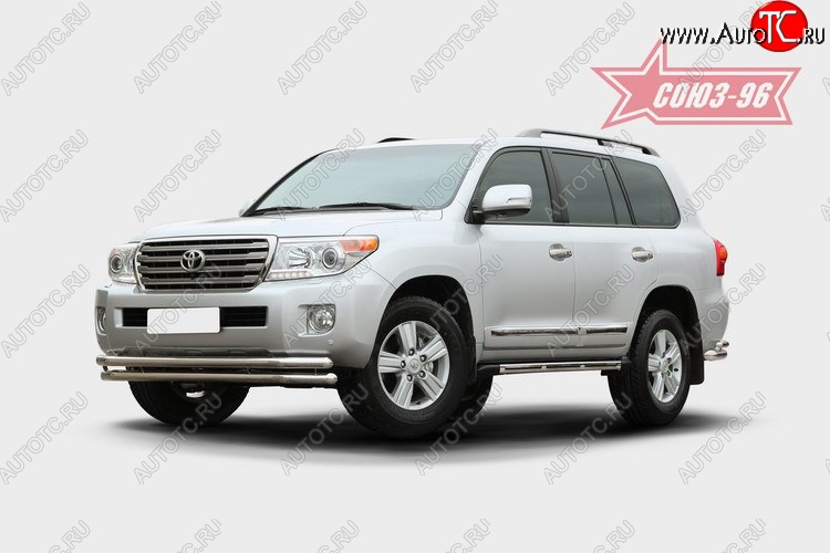 30 554 р. Защита переднего бампера двойная Souz-96 (d60/60).  Toyota Land Cruiser  200 (2012-2015) 1-ый рестайлинг  с доставкой в г. Кемерово