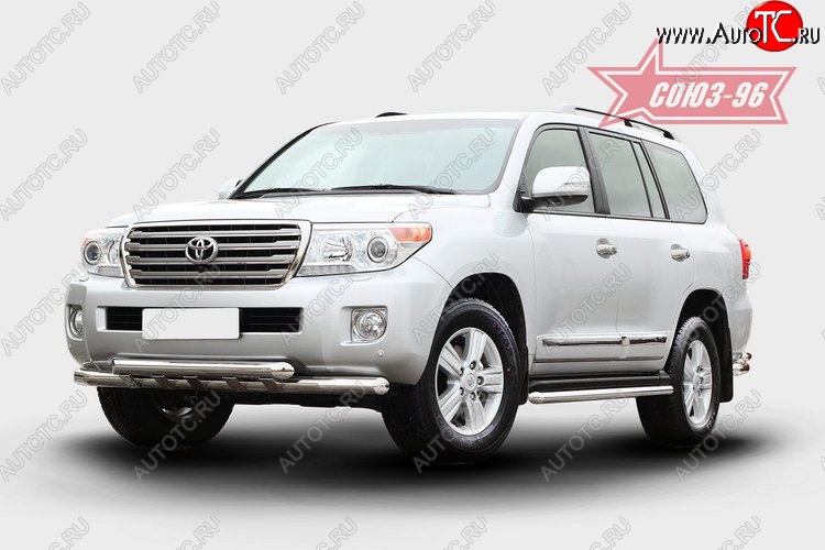 49 049 р. Защита переднего бампера двойная Souz-96 (d76/76)  Toyota Land Cruiser  200 (2012-2015) 1-ый рестайлинг  с доставкой в г. Кемерово