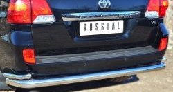 Защита заднего бампера (2 трубы Ø76 и 42 мм с уголками, нержавейка) SLITKOFF Toyota Land Cruiser  200 (2012-2015) 1-ый рестайлинг