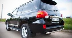 6 899 р. Защита заднего бампера (Ø75x42 мм, нержавейка) Russtal Toyota Land Cruiser 200 1-ый рестайлинг (2012-2015)  с доставкой в г. Кемерово. Увеличить фотографию 2