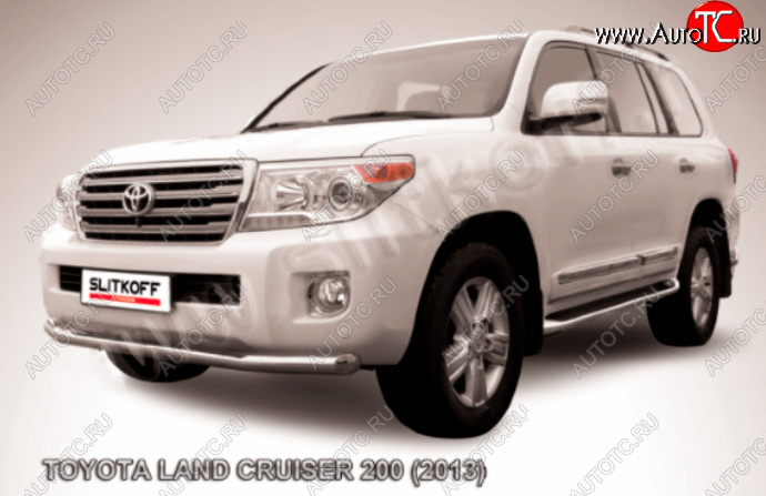 14 099 р. Защита переднего бампера Slitkoff (Ø76 мм)  Toyota Land Cruiser  200 (2012-2015) 1-ый рестайлинг (Нержавейка полированная)  с доставкой в г. Кемерово